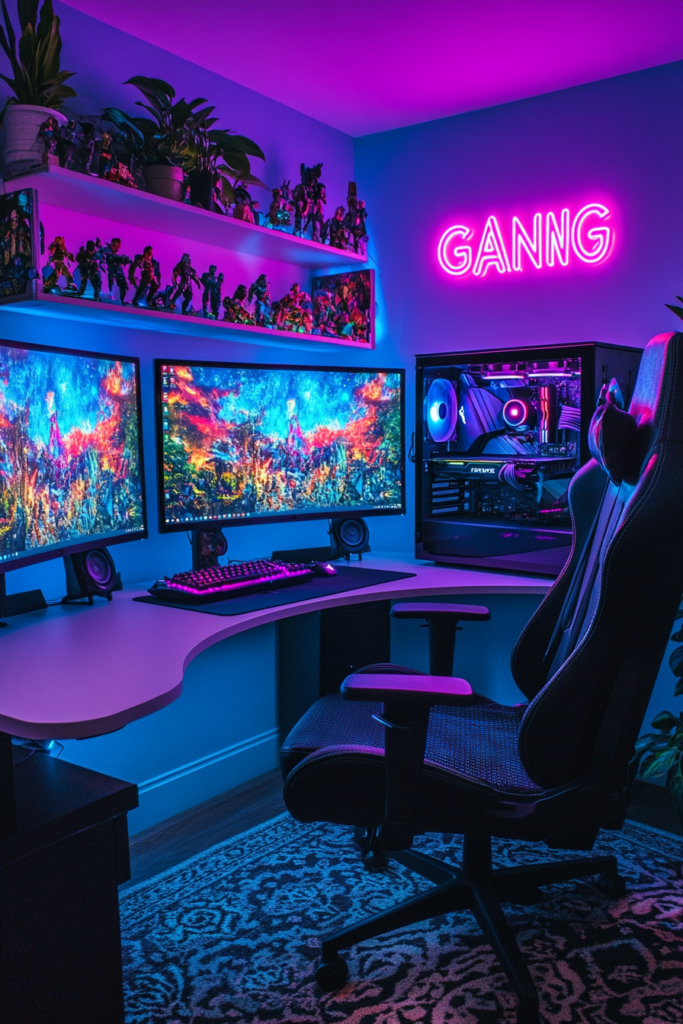 Neon Battlestation with Glowing GAMING Sign