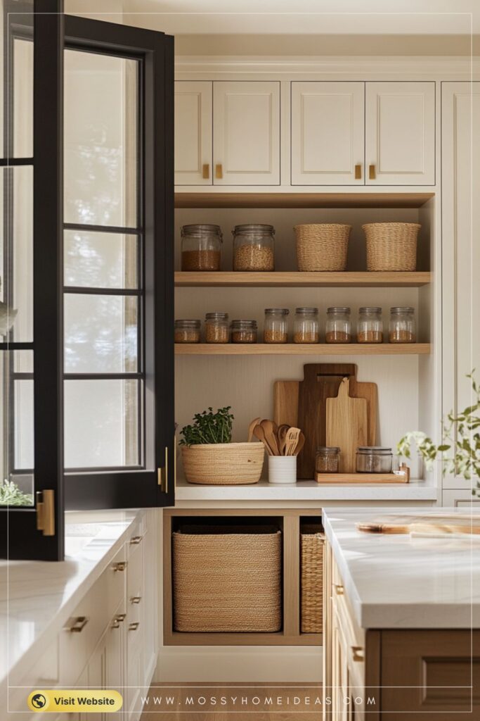 Sleek Glass Pantry Door in a Bright Modern Kitchen