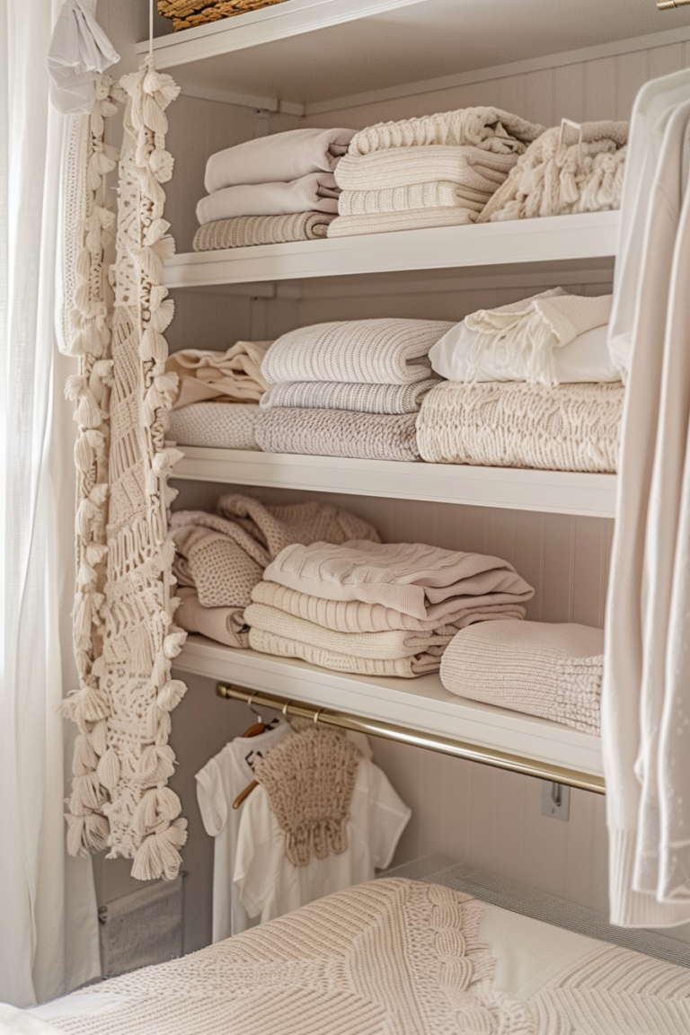 Hanging Closet Shelves for Folded Clothes Organization
