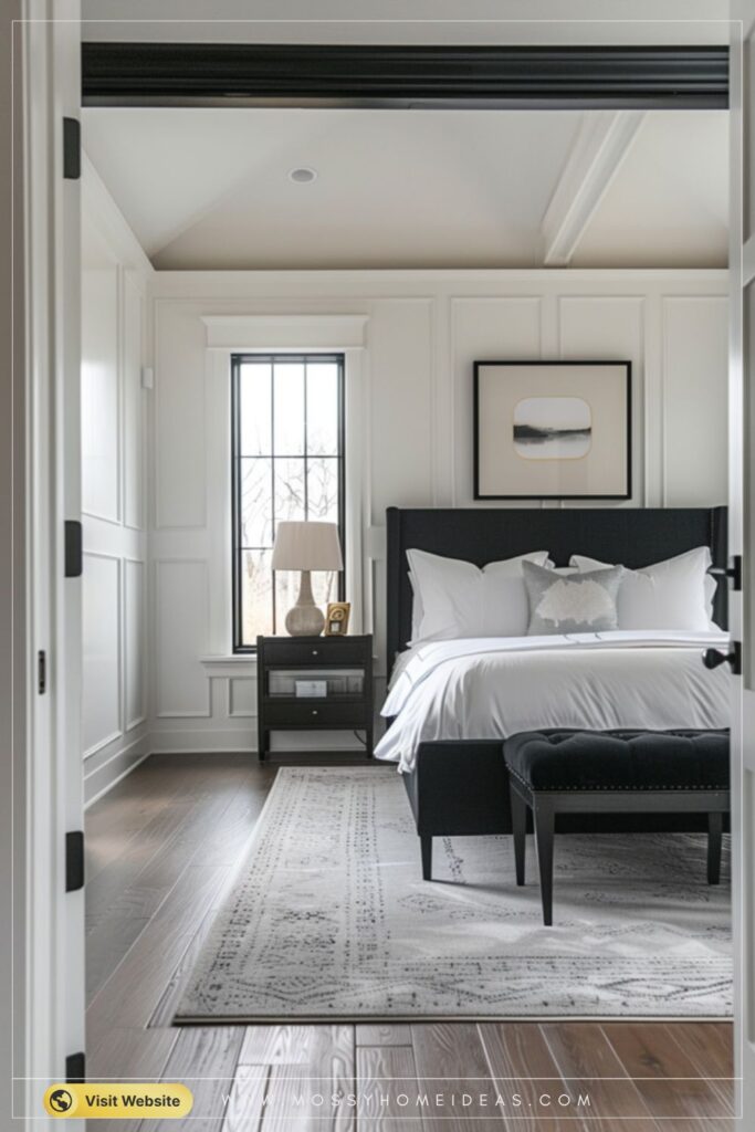 Black Molding White Bedroom Modern Minimalist Ideas