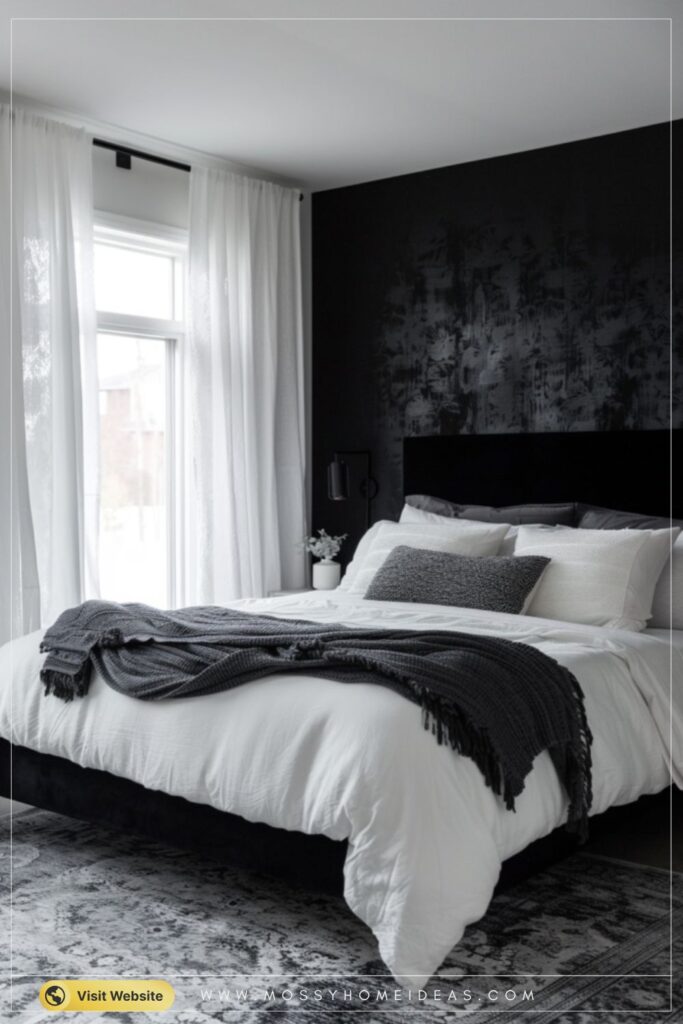 Black Velvet Headboard White Bedroom Modern Elegant Ideas