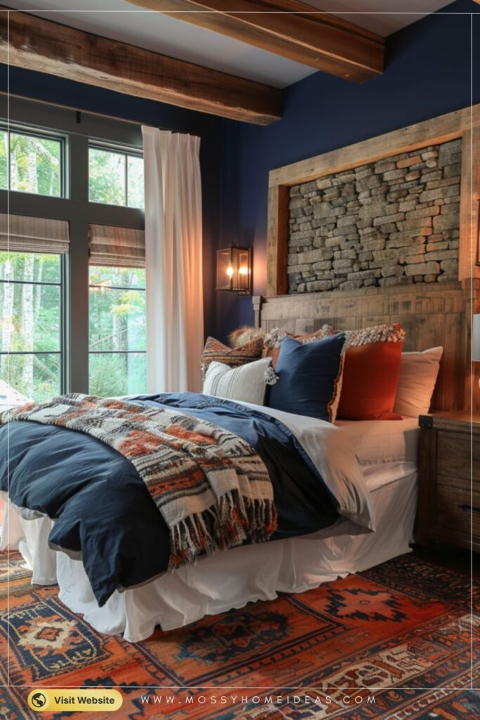 Blue and Burnt Orange Rustic Bedroom Ideas for a Cozy Escape