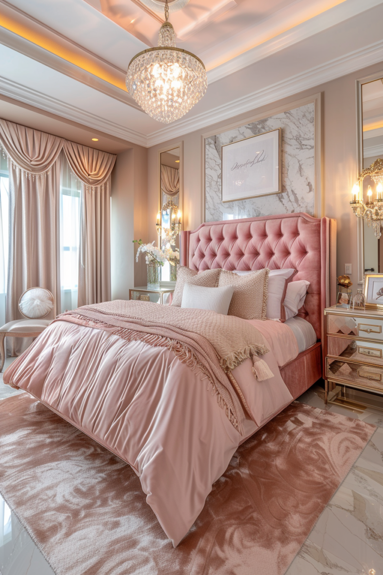Blush Pink Gold Hollywood Glam Bedroom Luxury Ideas