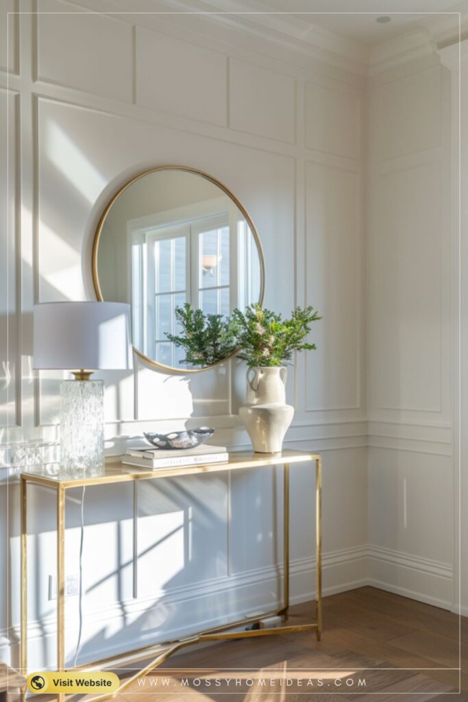 Bright Sunlit Entryway Gold Console Table Ideas