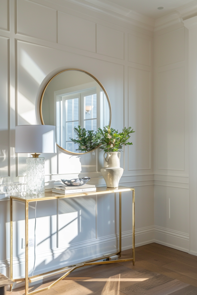 Bright Sunlit Entryway Gold Console Table Ideas