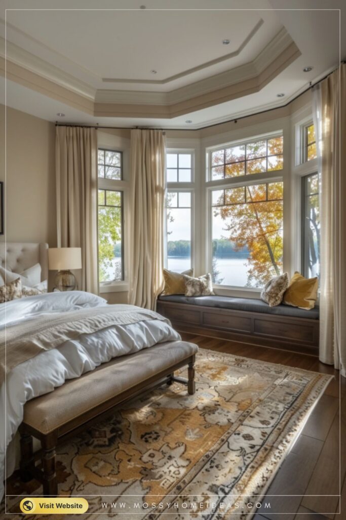 Caramel Cream Bedroom Window Seat Reading Nook Ideas