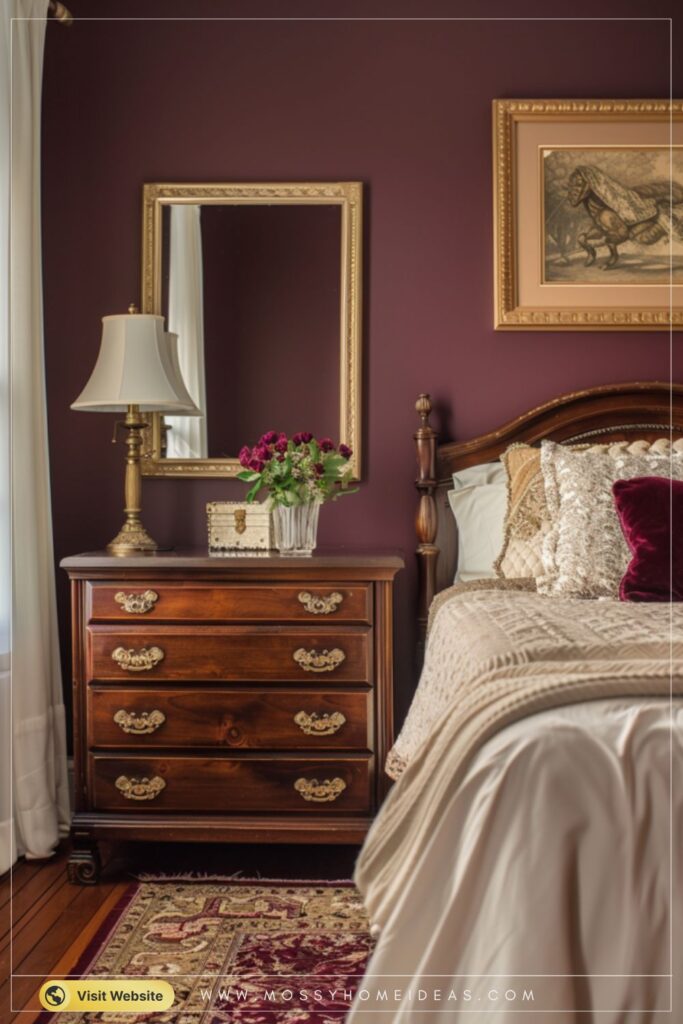 Cherry Maroon Traditional Bedroom Dresser Classic Storage