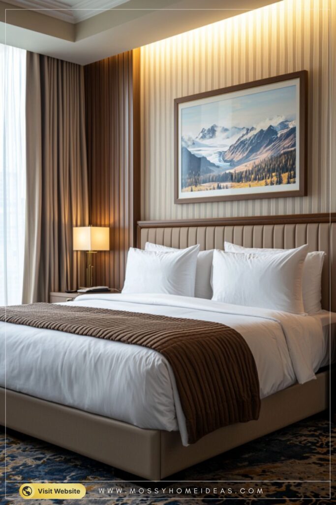 Classic Luxury Hotel Room Warm Brown Tones Elegant Déco