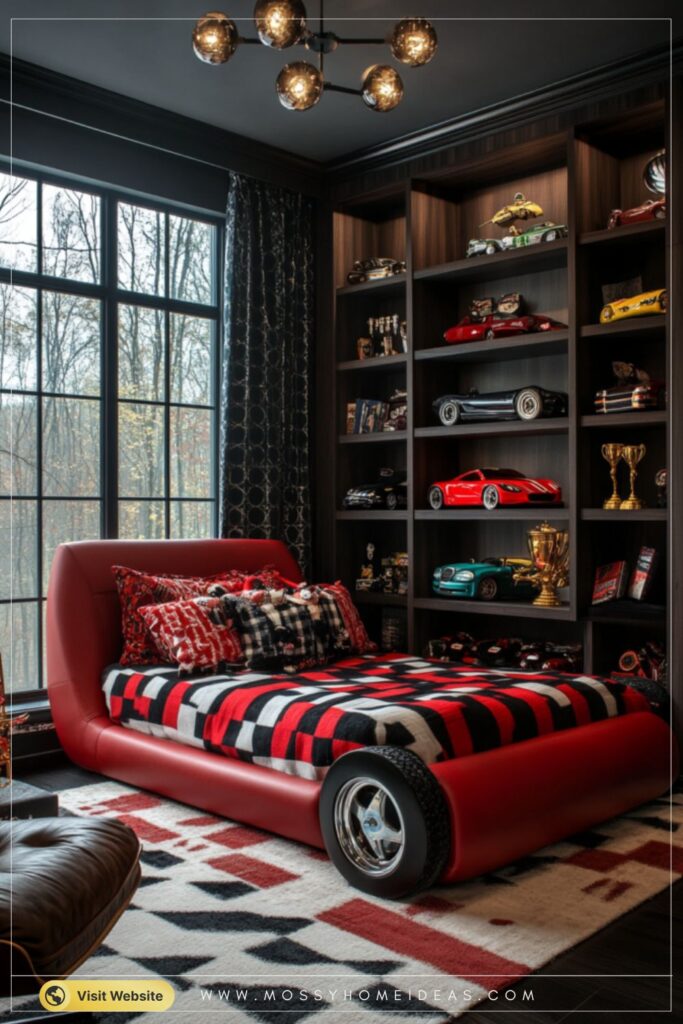 Creative Racing Car Themed Red Bedroom Ideas for Boys