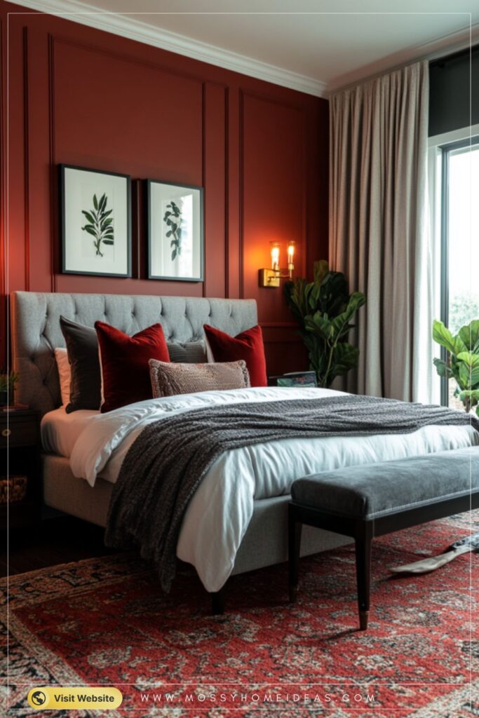 Elegant Bold Red Accent Wall Ideas for a Boy's Bedroom