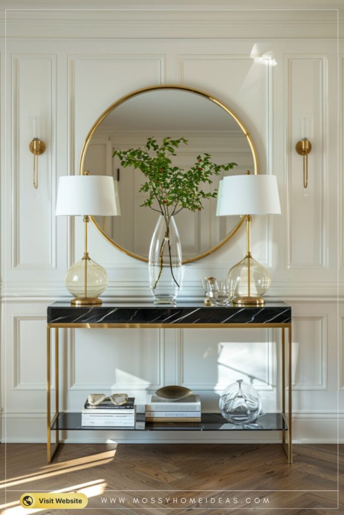 Elegant Gold Console Table Entryway Decor Ideas