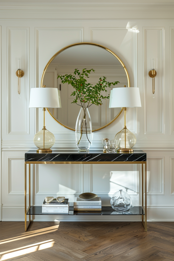 Elegant Gold Console Table Entryway Decor Ideas