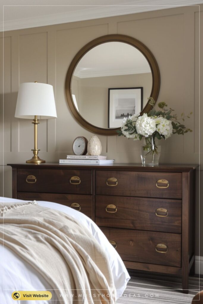 Espresso Taupe Wood Dresser Classic Bedroom Storage Ideas