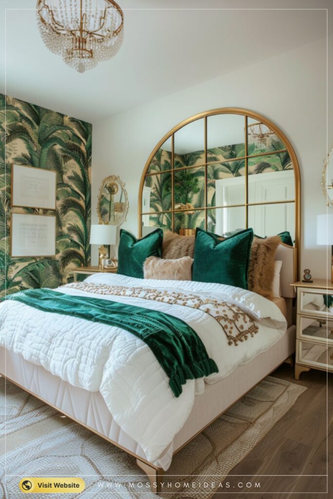 Forest Green Gold Mirrored Furniture Bedroom Ideas