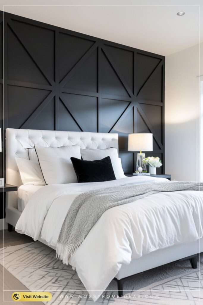 Geometric Black White Bedroom Modern Sleek Design
