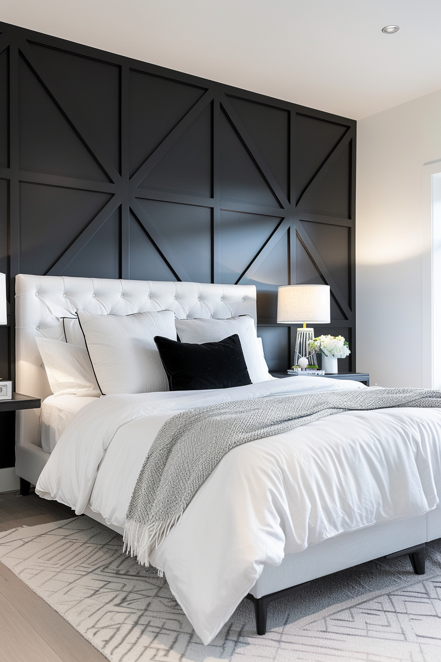 Geometric Black White Bedroom Modern Sleek Design