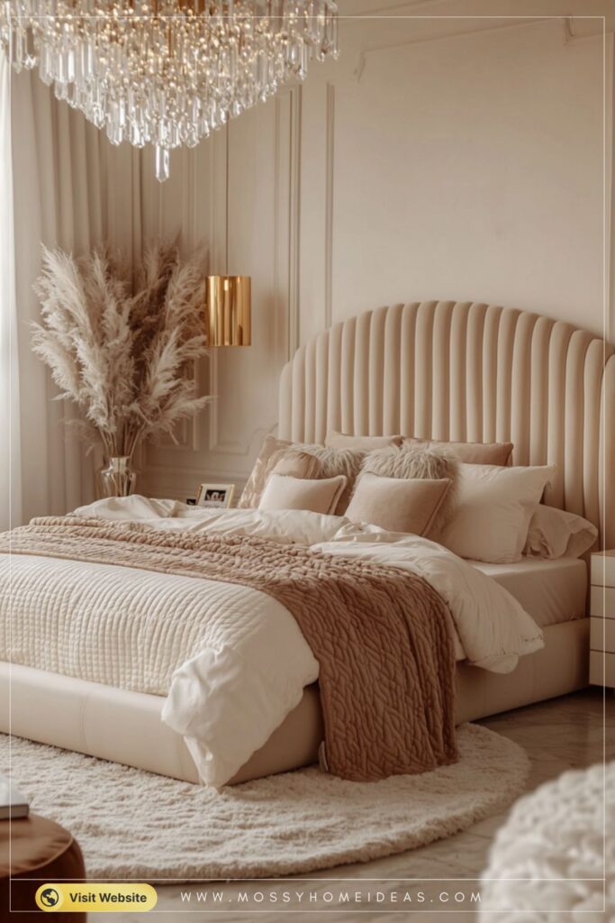 Glam Luxury Bedroom Bubble Bed Crystal Chandelier Pink Aesthetic