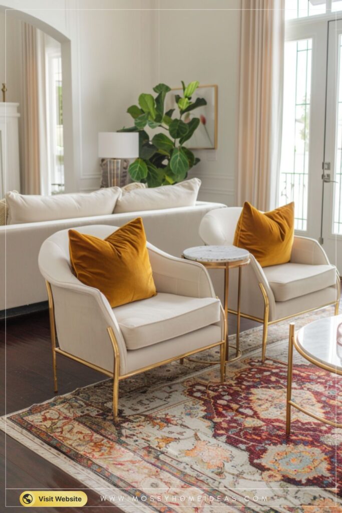 Gold Accent Chairs Bold Luxury Living Room Design Ideas