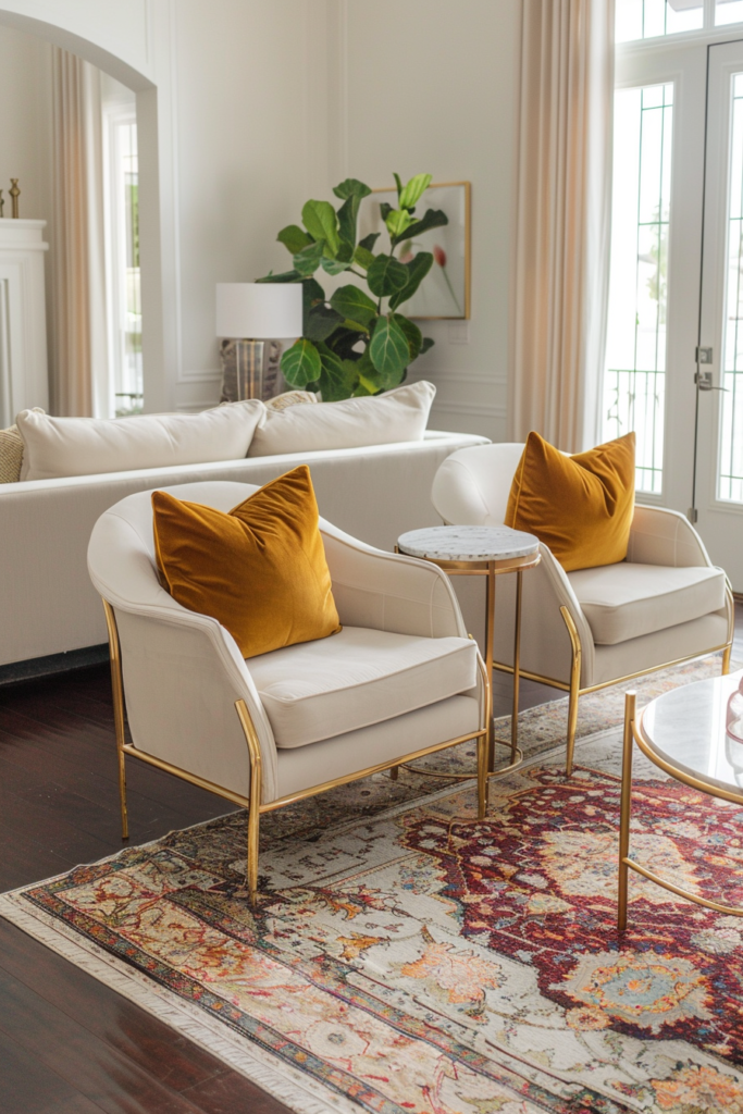 Gold Accent Chairs Bold Luxury Living Room Design Ideas