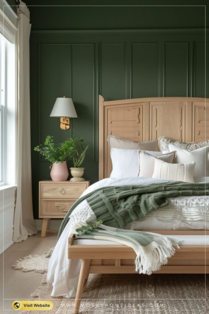 Light Wood Furniture for a Scandinavian Green Bedroom