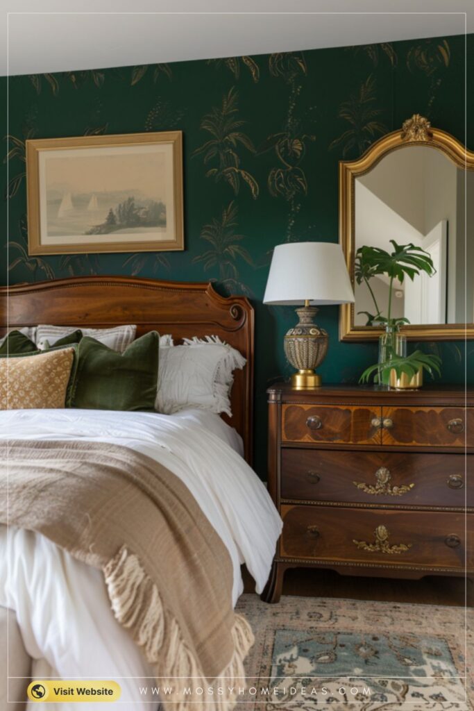 Mahogany Hunter Green Traditional Bedroom Dresser Ideas