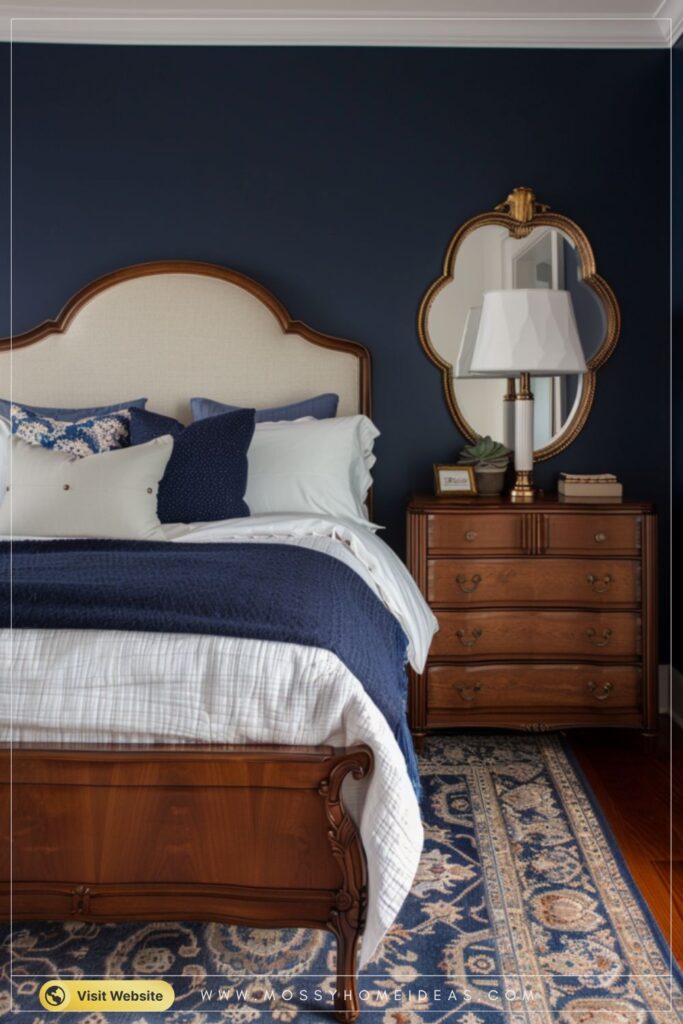 Mahogany Navy Traditional Bedroom Dresser Storage Ideas