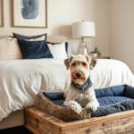 Navy Blue Warm Wood Dog Bed Bedroom Decor Full Room Ideas