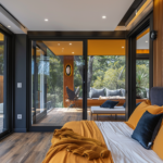 Navy Mustard Bedroom Full Room Patio Door Terrace Ideas
