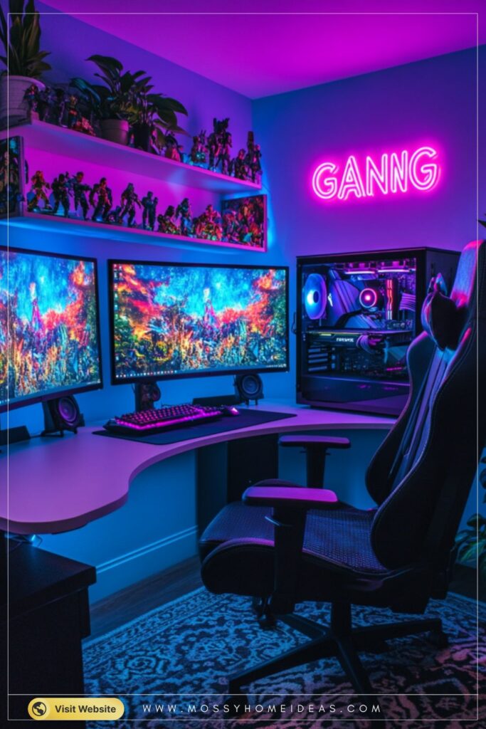 Neon Battlestation with Glowing GAMING Sign