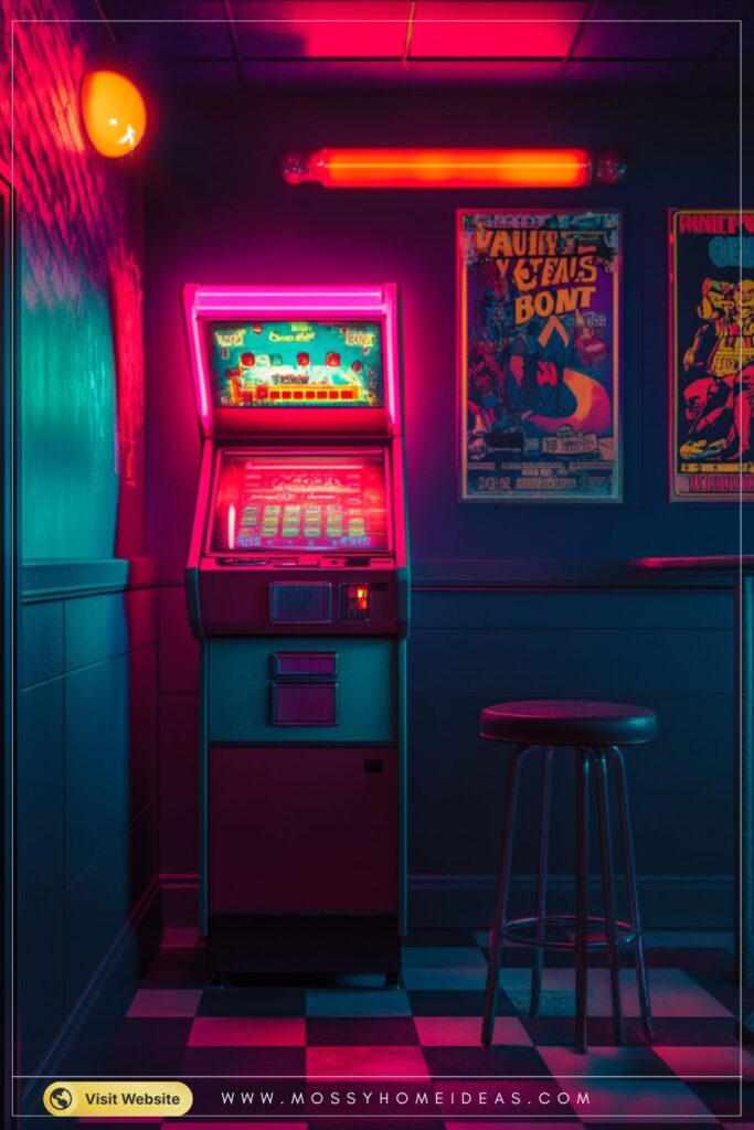 Retro Arcade Corner with Neon Nostalgia