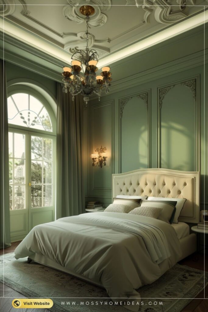 Sage Green Bedroom Wall Molding Ideas for an Elegant Home