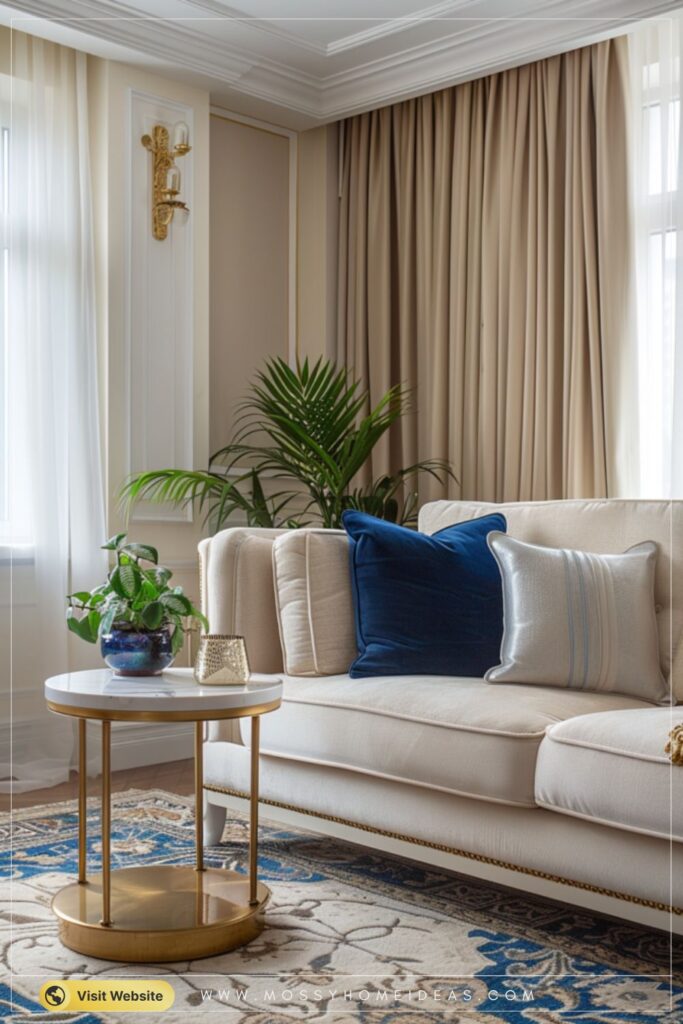 Sapphire Blue Pillows Elegant Gold Luxury Living Room