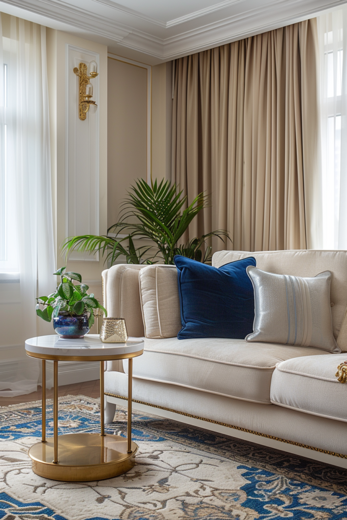 Sapphire Blue Pillows Elegant Gold Luxury Living Room