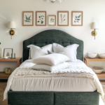 Scandinavian Green Bedroom Ideas with a Statement Headboard Wall