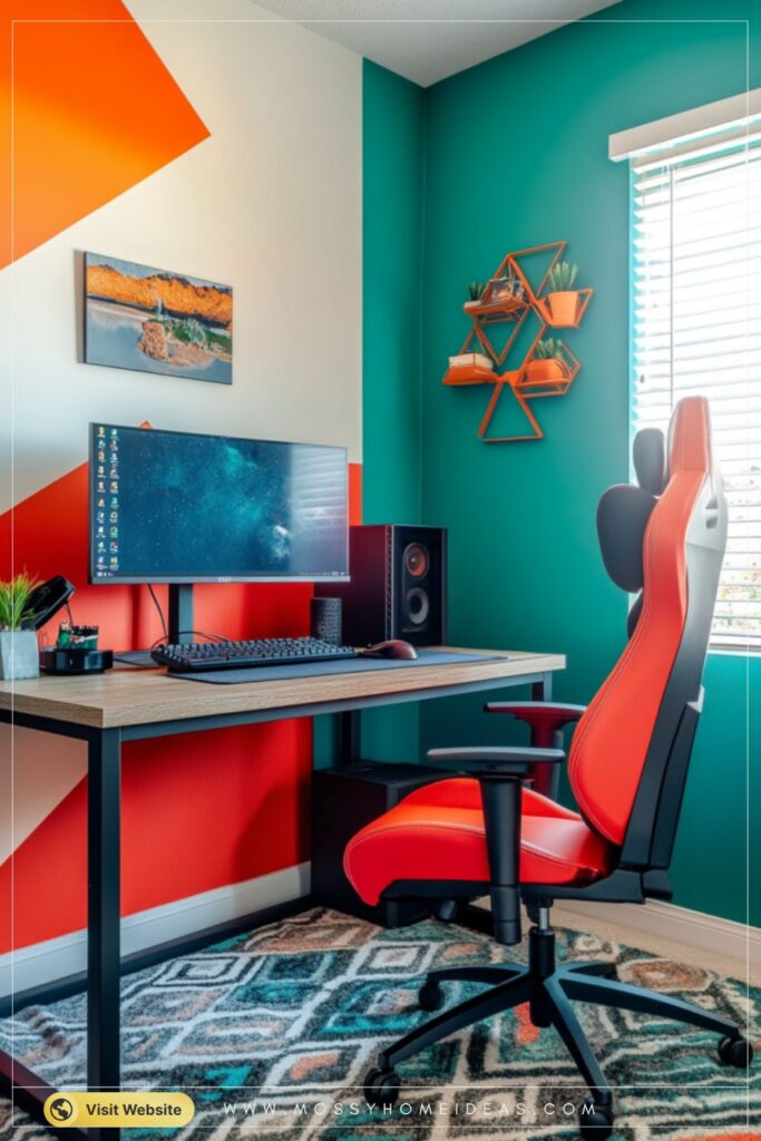 Vibrant Color-Block Gaming Room Design