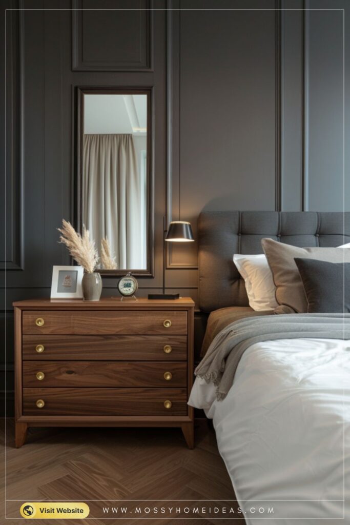 Walnut Charcoal Wood Dresser Classic Bedroom Storage