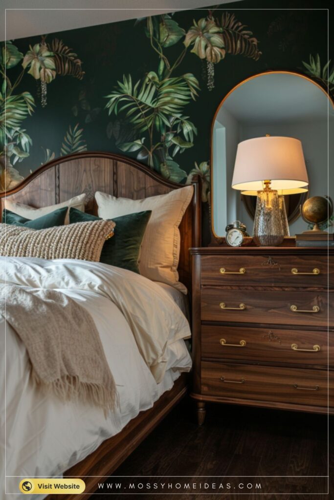 Walnut Forest Green Traditional Bedroom Dresser Ideas