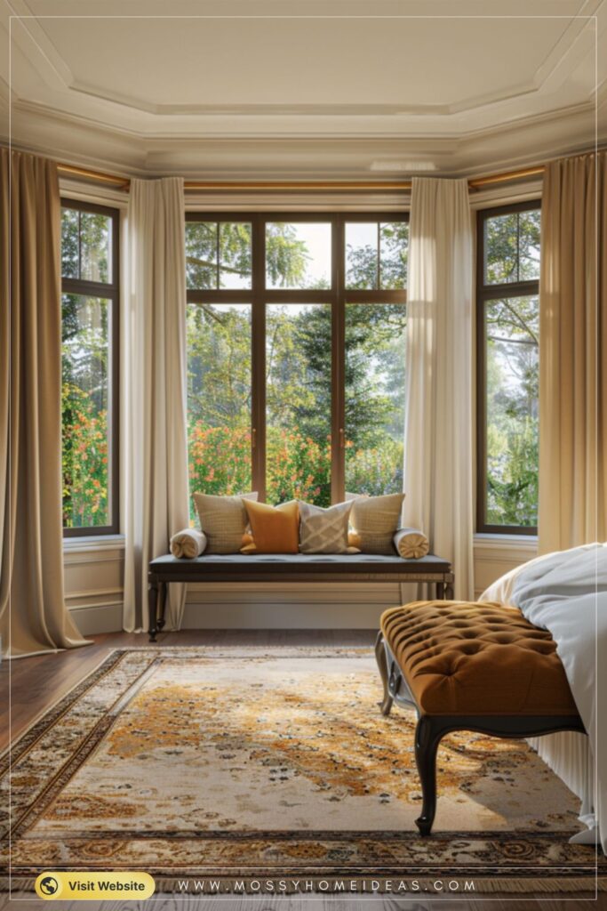 Walnut Gold Bedroom Window Seat Reading Nook Ideas