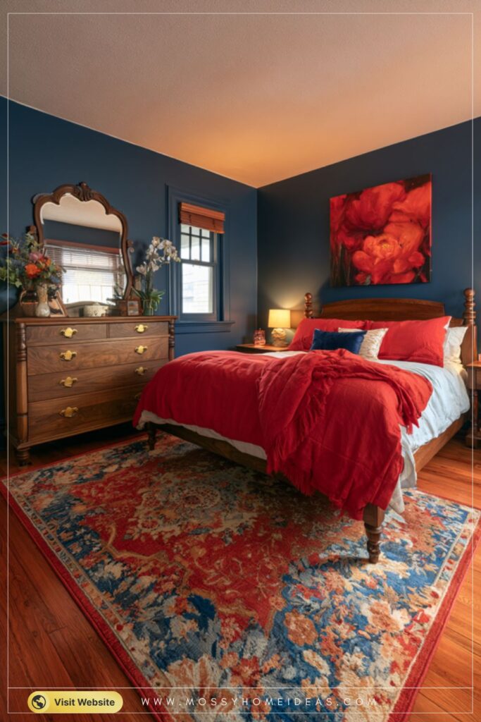 Walnut Indigo Traditional Bedroom Dresser Storage Ideas