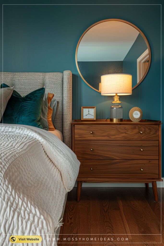 Walnut Teal Traditional Bedroom Dresser Storage Ideas