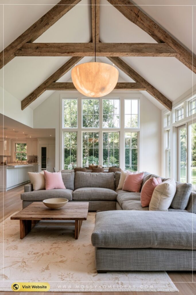 Alabaster Bowl Light Softening a Neutral Great Room