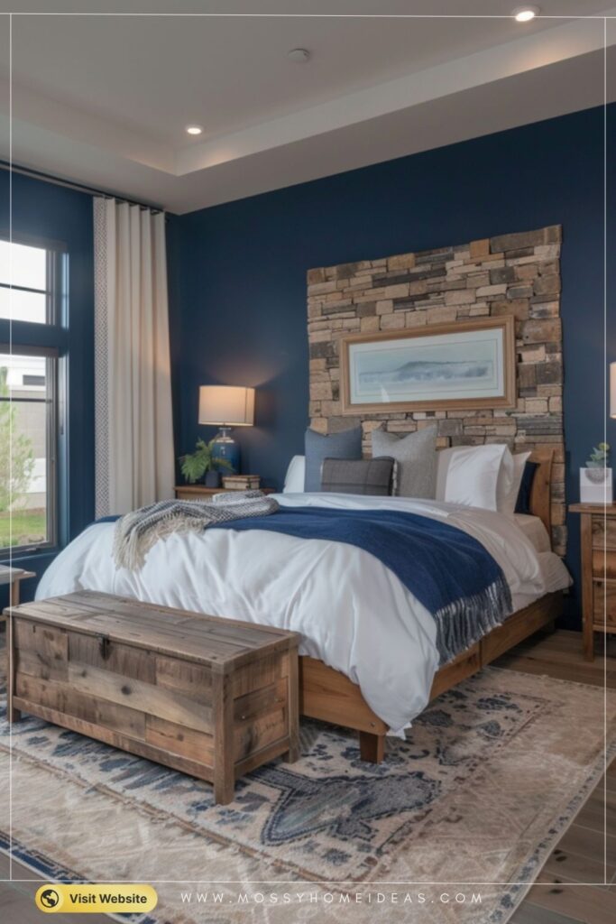 Blue and Sand Beige Rustic Bedroom Ideas for a Cozy Escape
