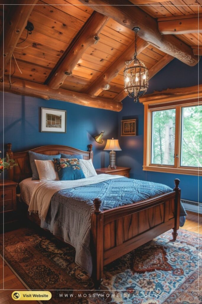 Blue and Sienna Rustic Bedroom Ideas for a Stunning Cabin Feel