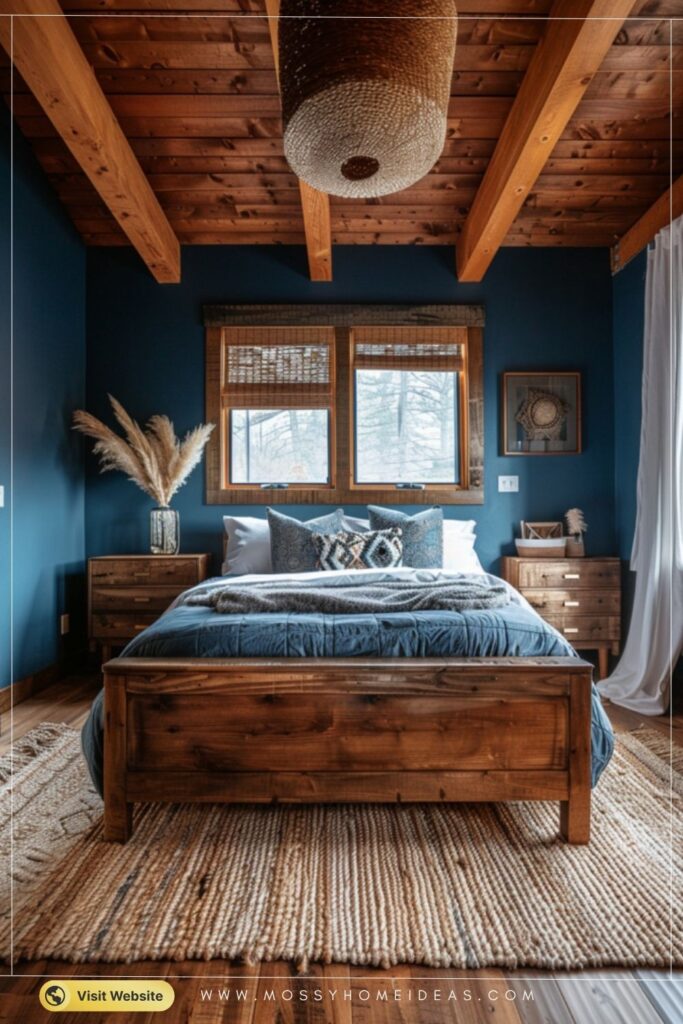 Blue and Walnut Brown Rustic Bedroom Ideas for a Cozy Retreat