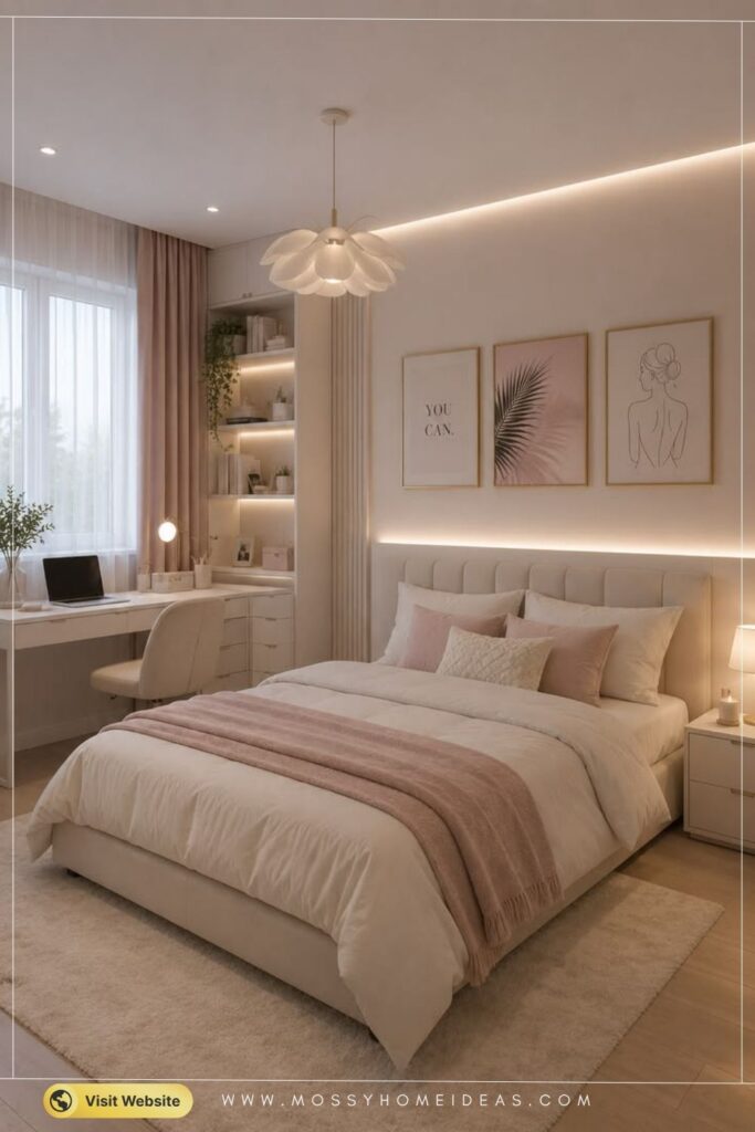 Blush Pink & Cream Cozy Guest Room