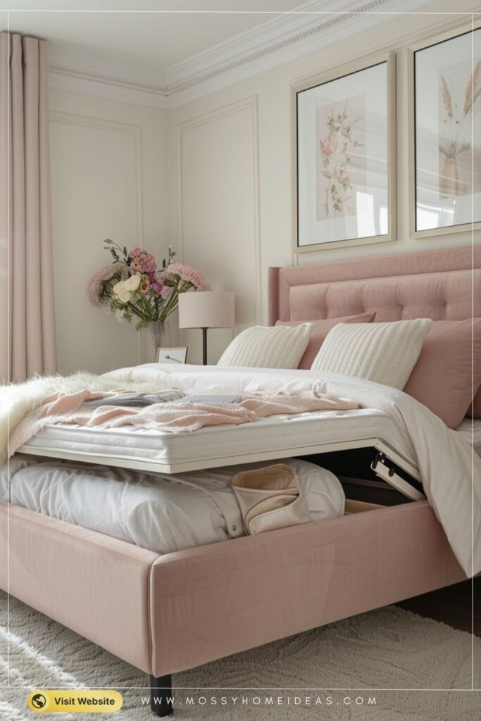 Blush Pink Lift Bed for a Soft Feminine Bedroom