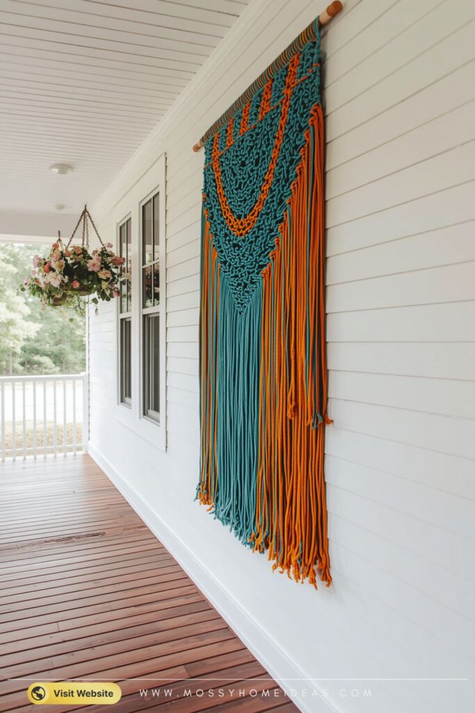 Bohemian Macrame Wall Hanging White Porch Decor