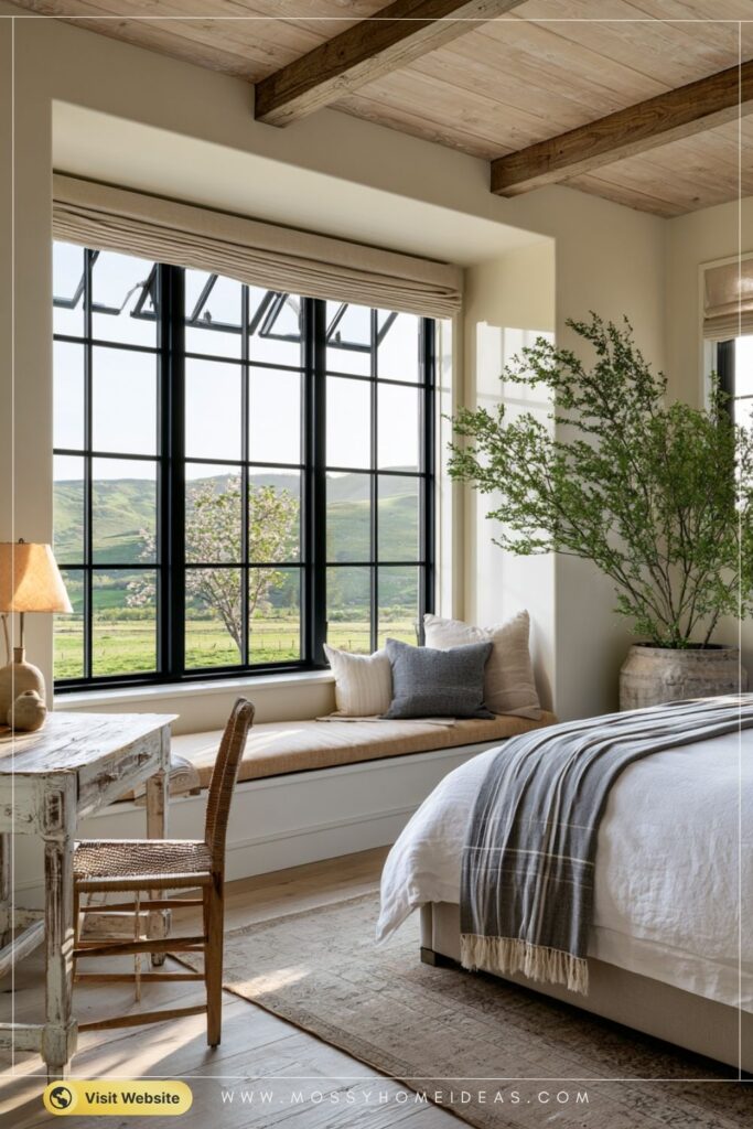 Calm Modern Farmhouse Retreat With Cozy Window Bench