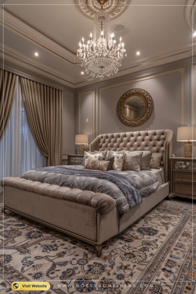 Champagne Gold Grey Luxury Master Bedroom Decor Full Room Ideas