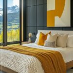 Charcoal Loft Bachelor Bedroom With Mountain